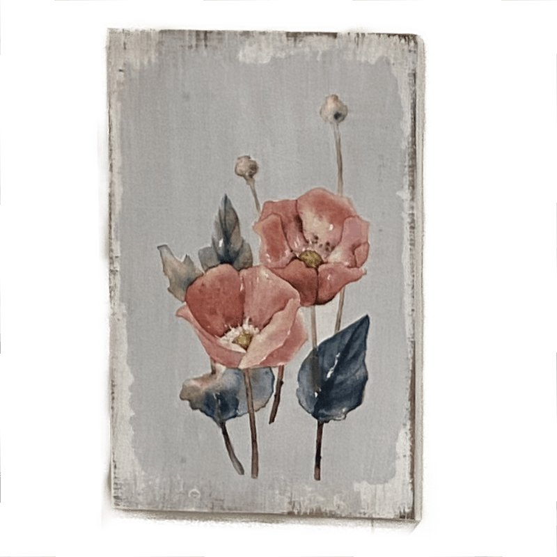 Pink Poppy wooden wall plaque