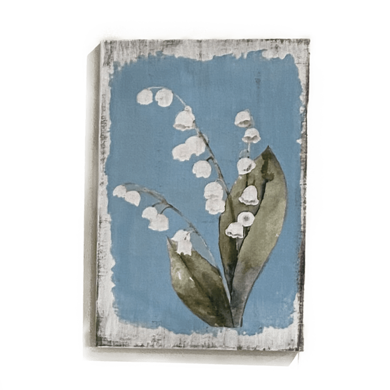 White Bell Flower wooden wall plaque