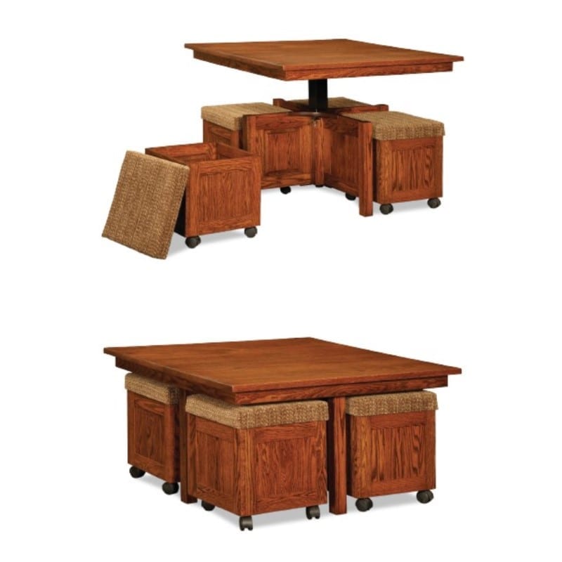 Five Piece Square Table Bench Set With Storage Benches