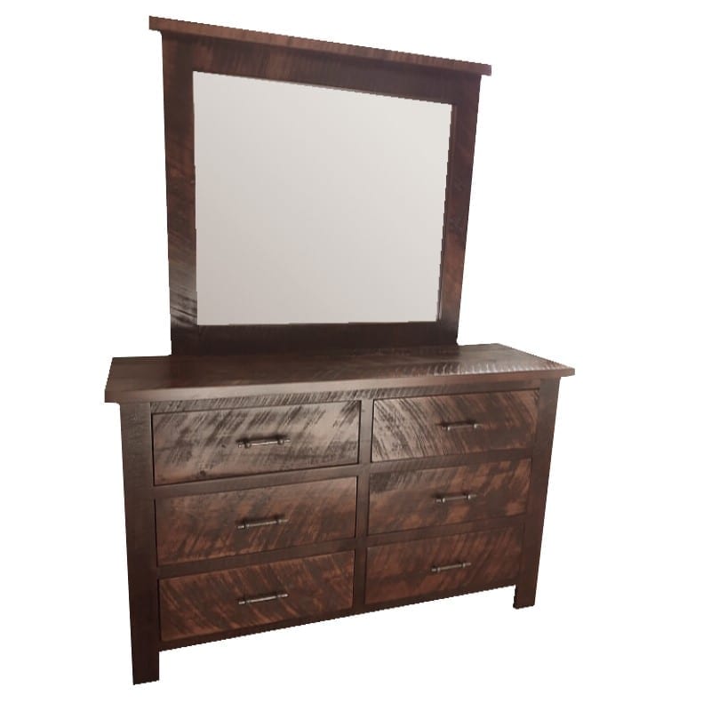 Rustic Timber 6 Drawer Mirror