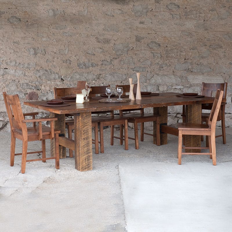 Beam Base Threshing Floor Table with Windowback Chairs