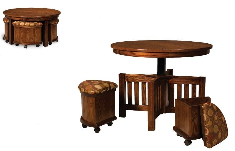 Five Piece Table Bench Set With Storage Benches