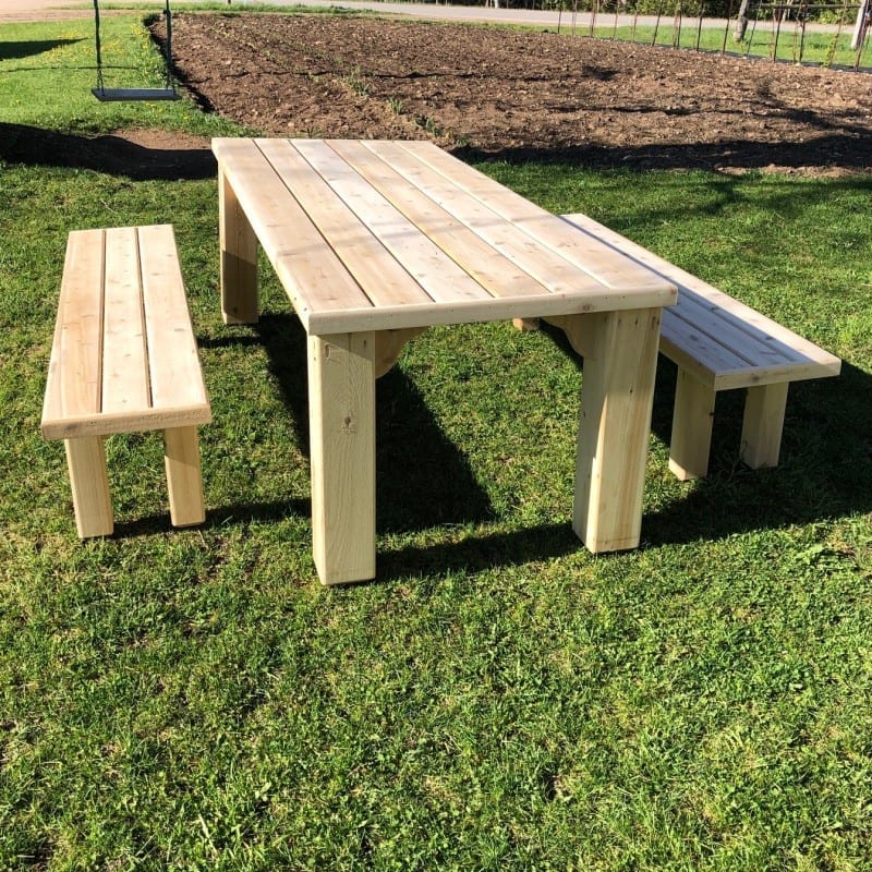 cedar picnic table + benches