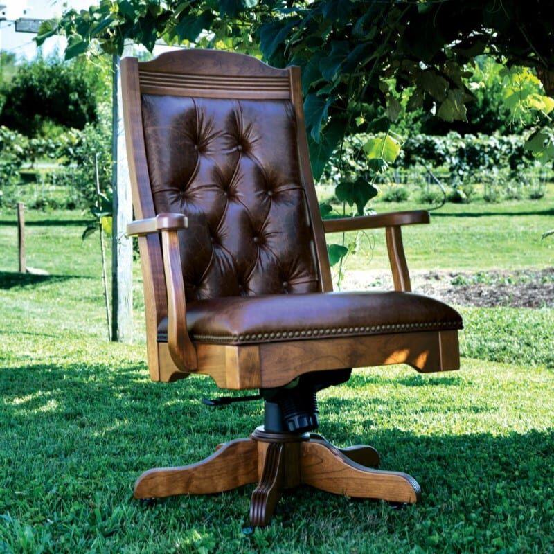 8670 Buckeye Rockers SEAC340 Cherry Memphis Brown Leather Front Outdoor