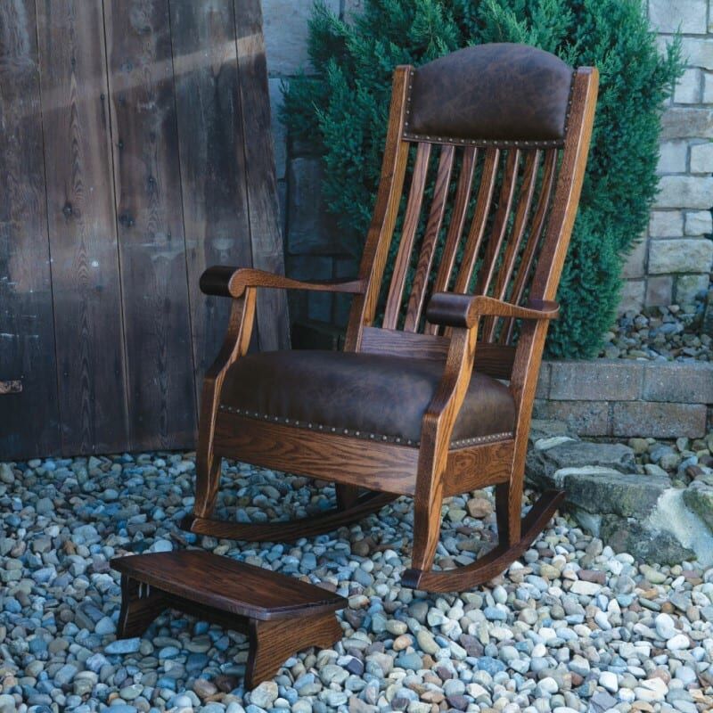 8748 Buckeye Rockers AR35 QSWO Texas Saloon Leather Front with LT11 Oak Outdoor