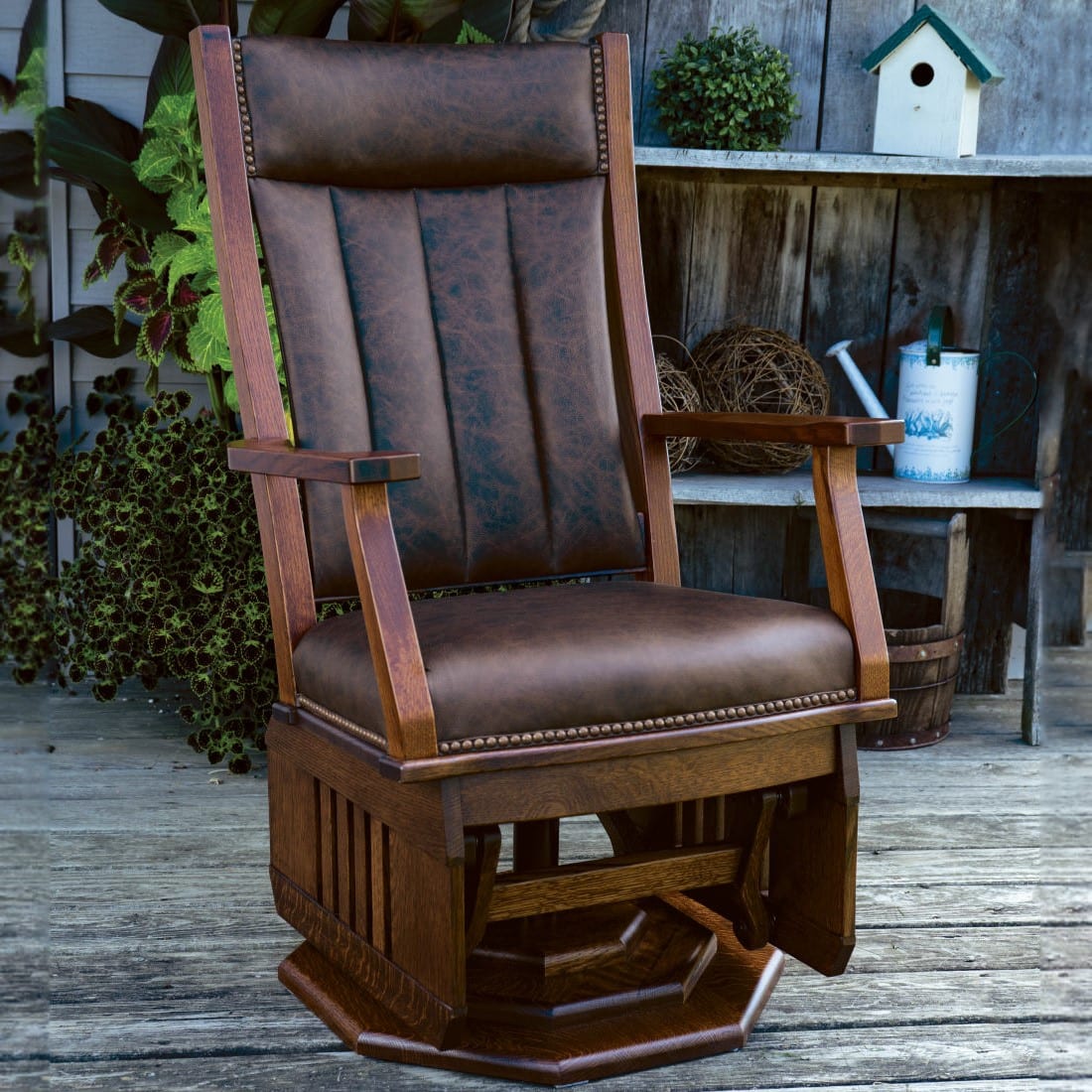 8774 Buckeye Rockers MSPG247 QSWO Texas Saloon Leather Front Outdoor