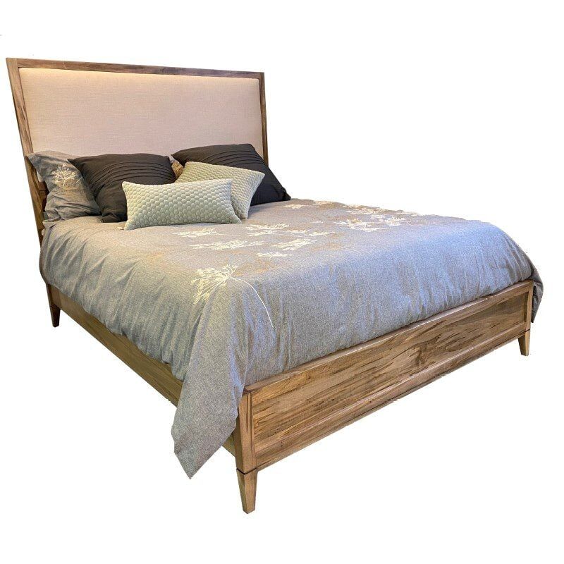 Q bed w upholstered headboard