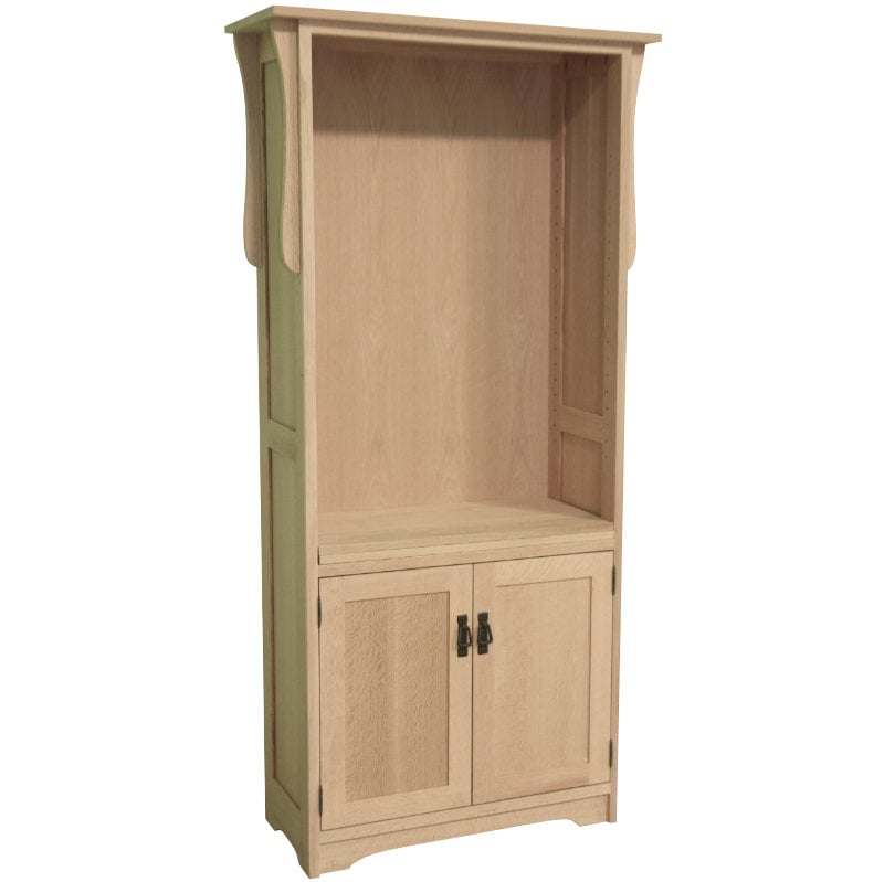 mission bookcase with bottom doors